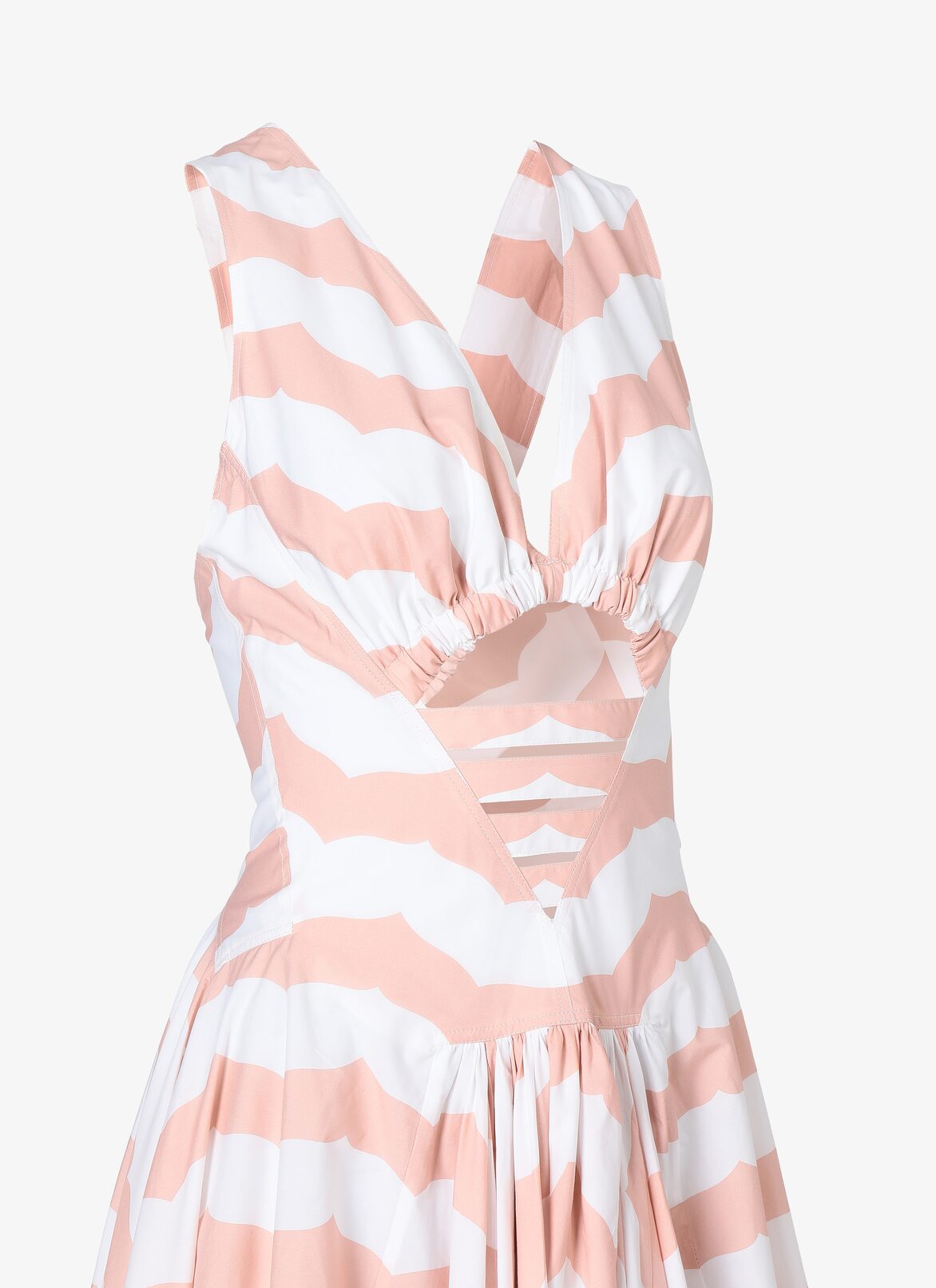 LONG SLEEVELESS DRESS POPELINE RAYURES EDITIONS WHITE/ROSE ALAÏA WHITE/ROSE  LONG SLEEVELESS DRESS POPELINE RAYURES EDITIONS WHITE/ROSE